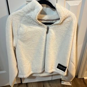 calvin klein fuzzy cropped jacket